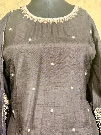Pure Dola silk with handwork