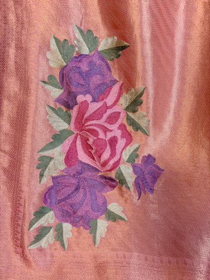 Soft brocade saree with embroidery