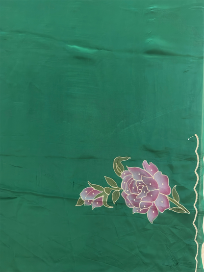 Pure Kora saree with Hand print & hand highlighting