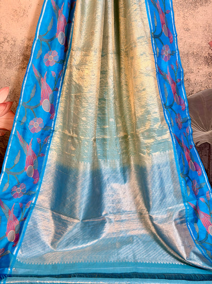 Pure kanchipattu with fusion border & weaving