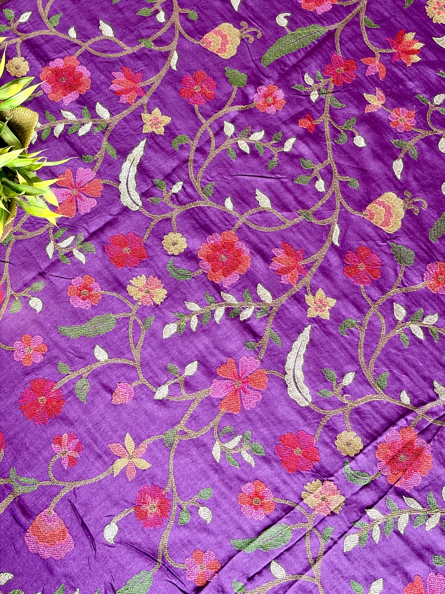 Pure tissue silk saree with Embroidery & stripes