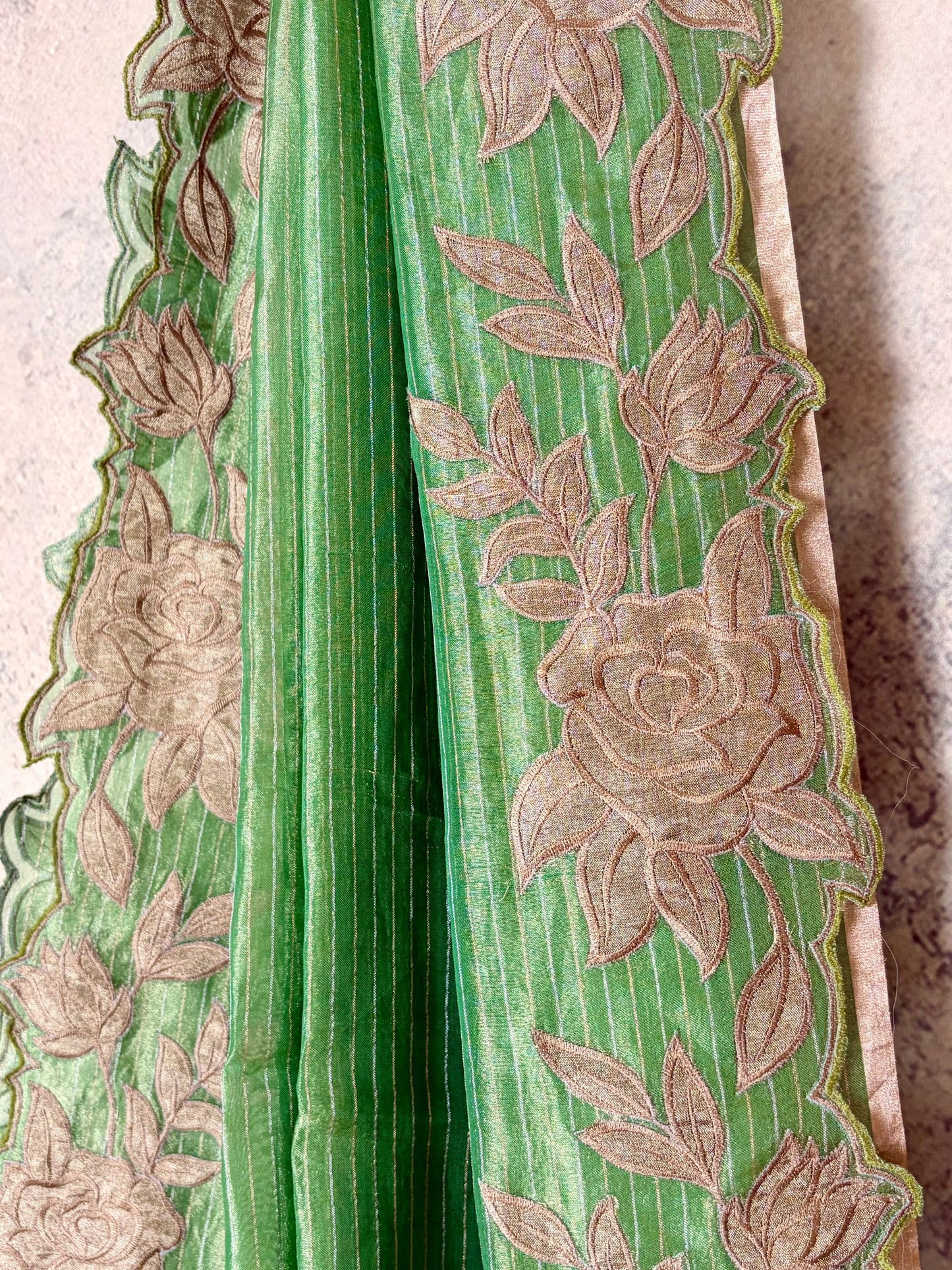 Pure tissue saree with Applique work