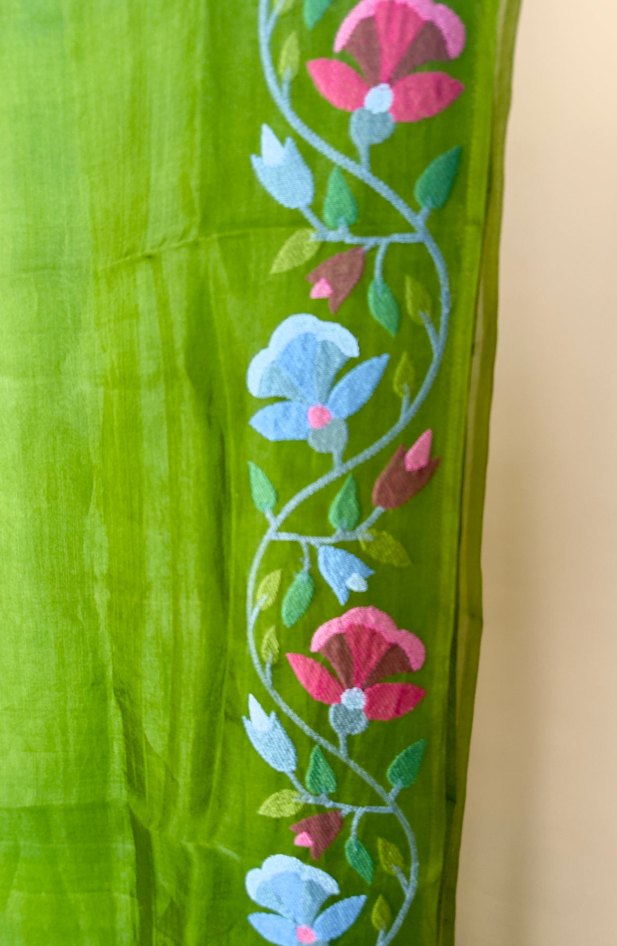 Pure Kora tusser tissue saree with jamdani style of embroidery