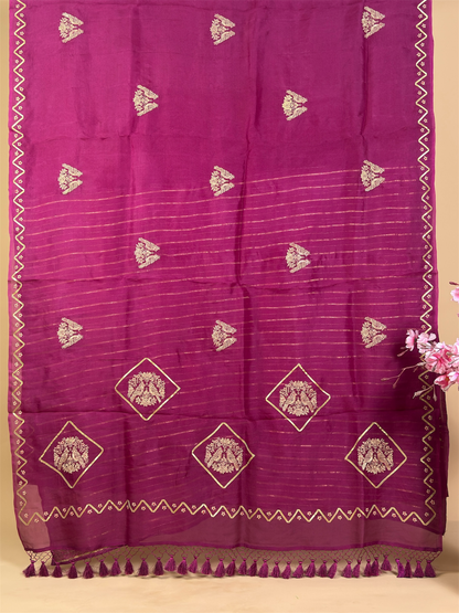 Pure Kora silk saree with zari embroidery