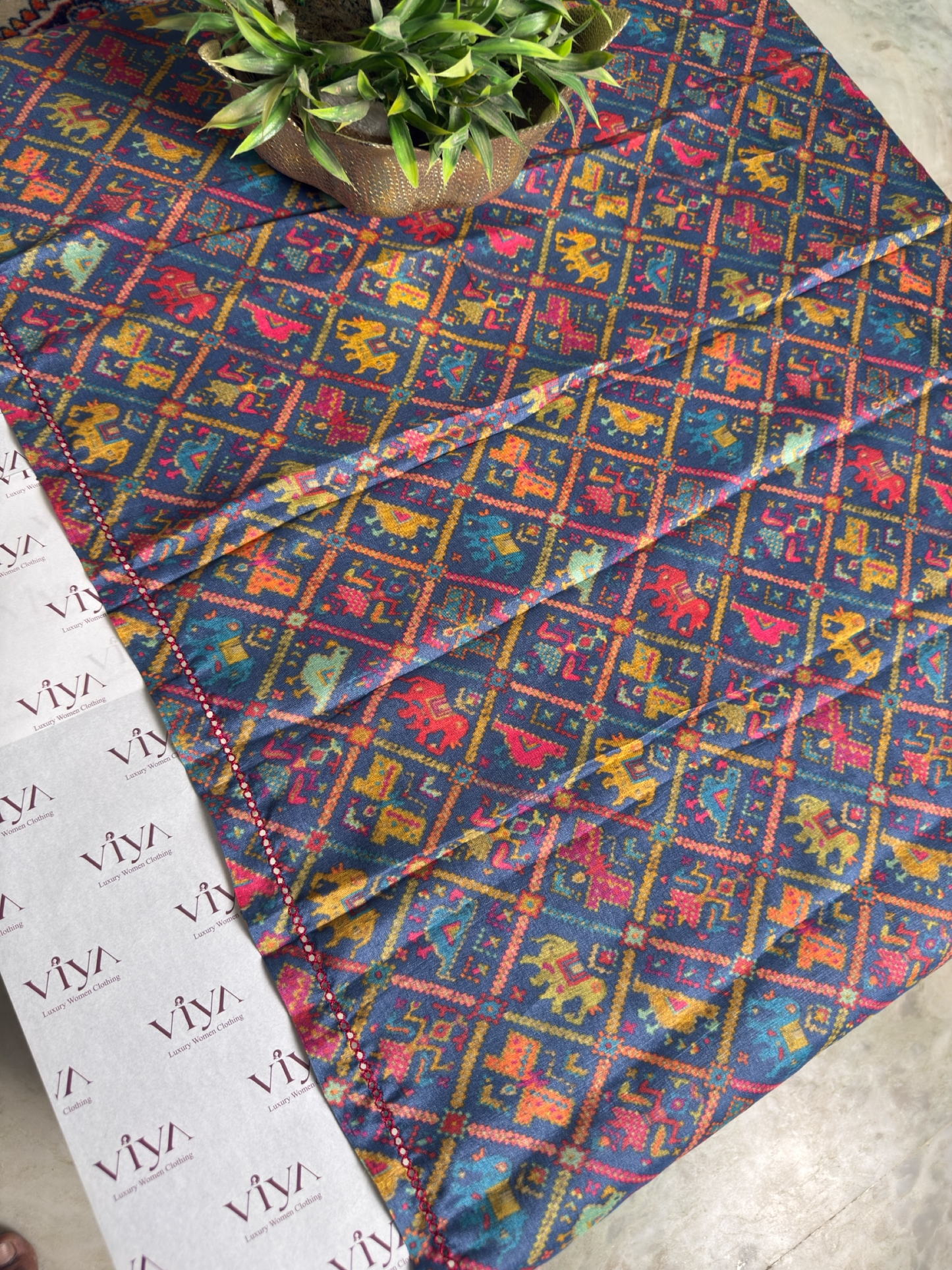 Pure kora silk with handwork