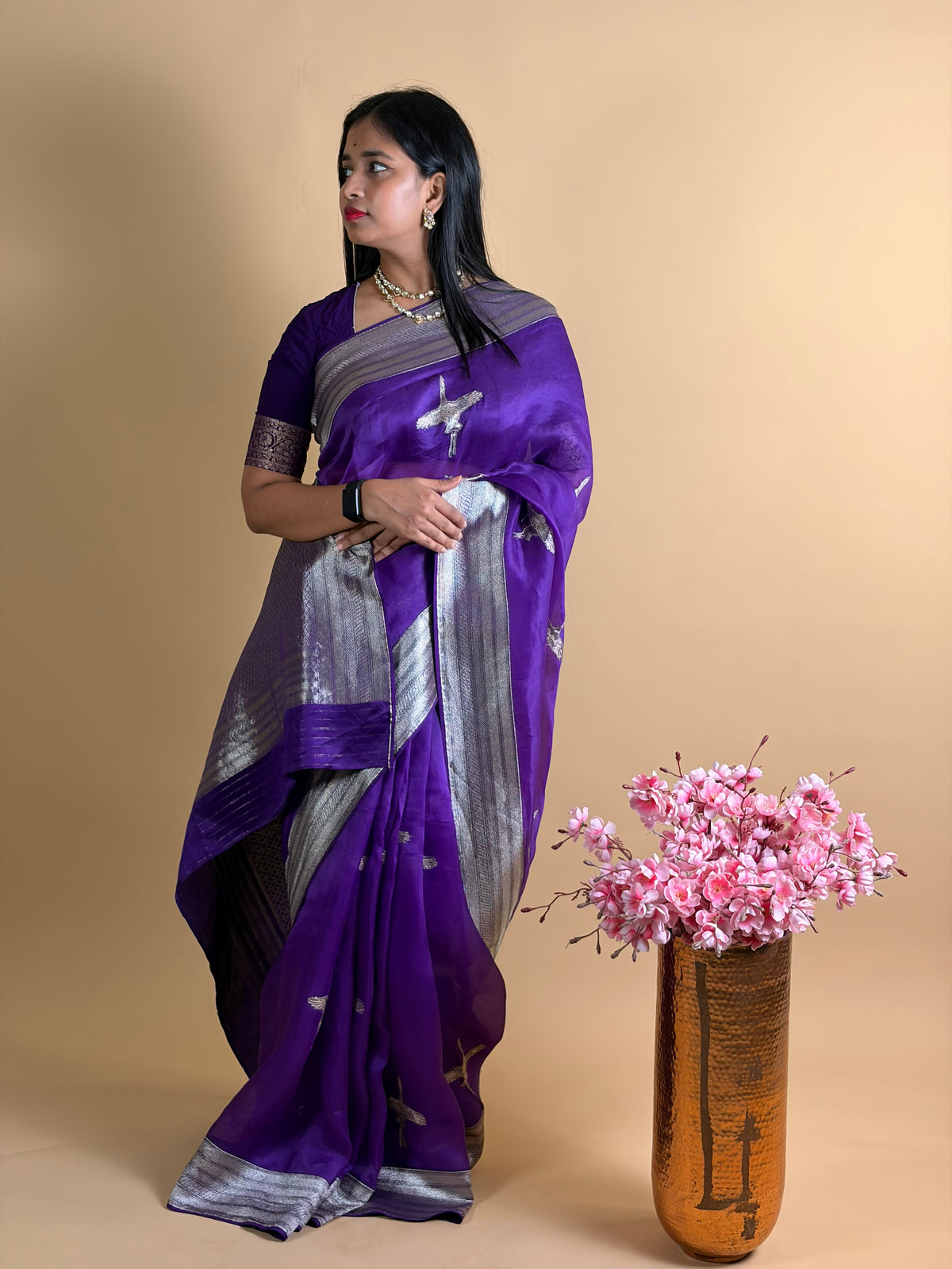 Pure Banarasi Kora with Banarasi applique