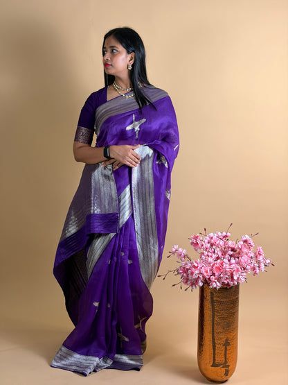 Pure Banarasi Kora with Banarasi applique