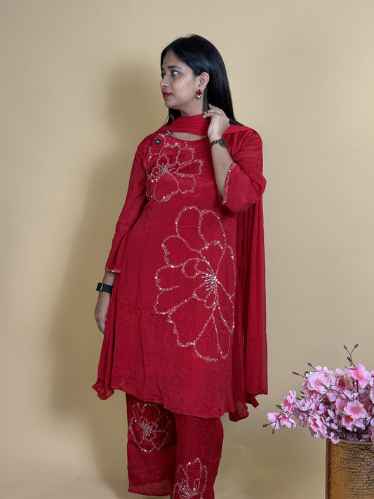 Pure georgette suit handwork