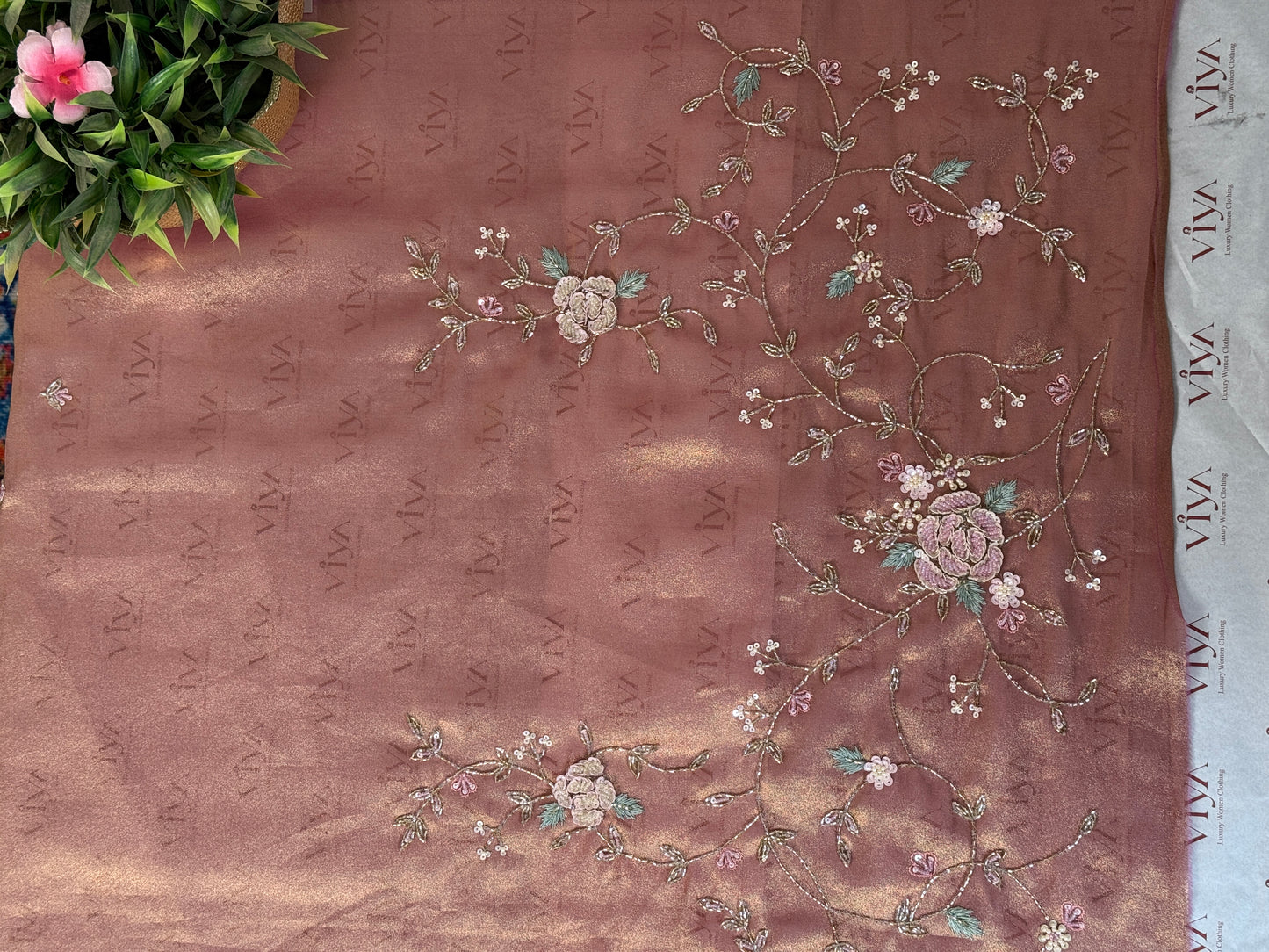 Pure Kanjivaram Silk Saree with Handwork – Elegant Pink Wedding & Festive Wear