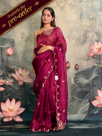 Pure kora silk with handwork