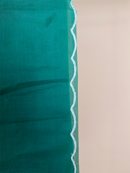 Pure Kora saree with Hand print & hand highlighting