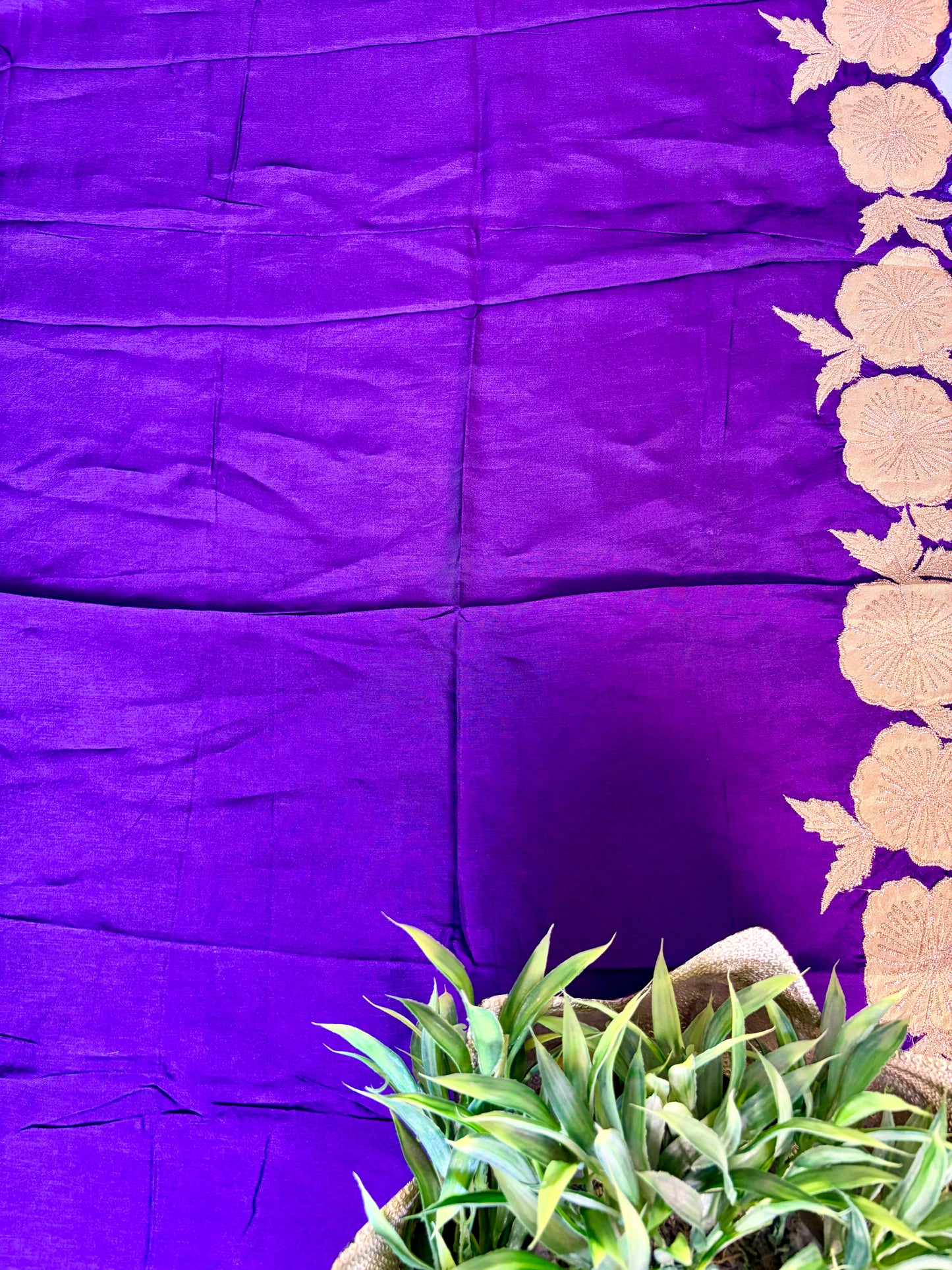 Pure Kora silk sare with Applique & stripes