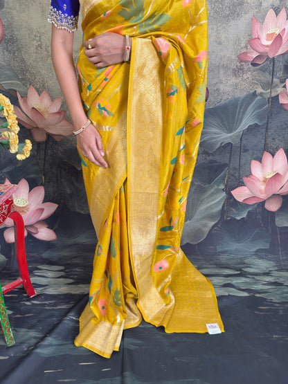 Pure banarasi saree with maggam blouse