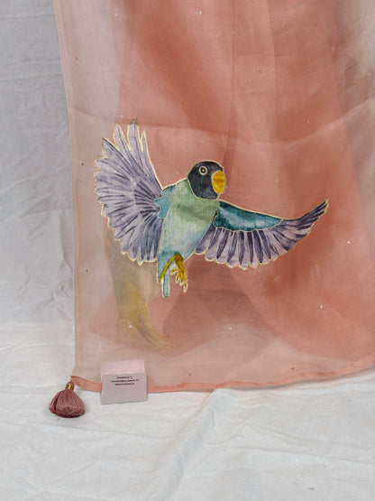 Pure Kora Silk Saree with Raised Appliqué Cube Work