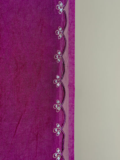 Pure Kora saree with fusion silk & Applique