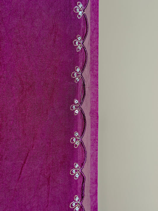 Pure Kora saree with fusion silk & Applique