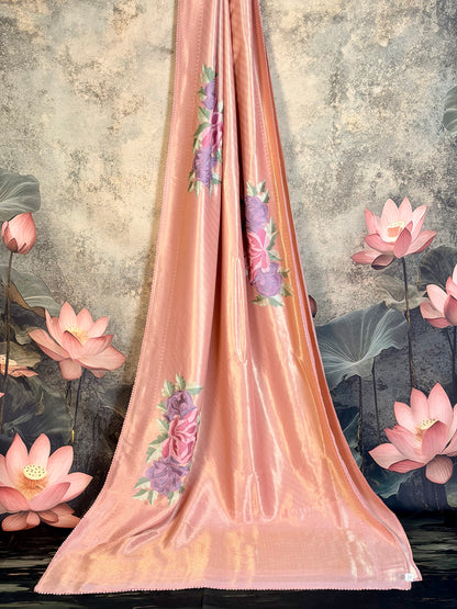 Soft brocade saree with embroidery