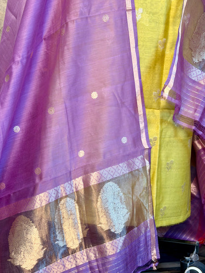 Pure chendari silk with kadwa weaving & Meenakari