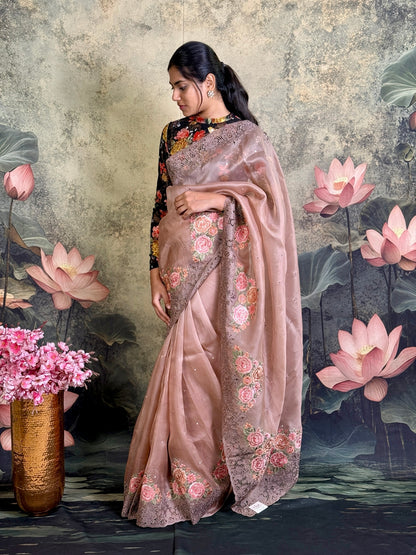 Pure kora silk with embroidery and cutwork