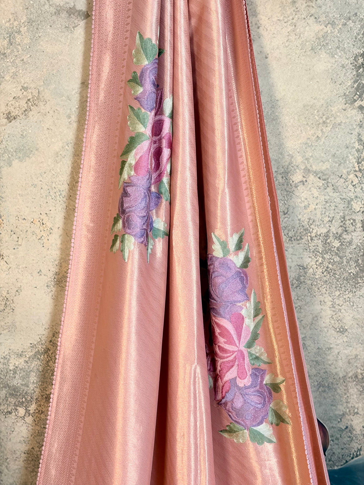 Soft brocade saree with embroidery