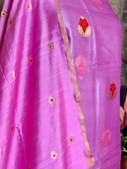 Pure Kora silk with meenakari & chiniya dupatta