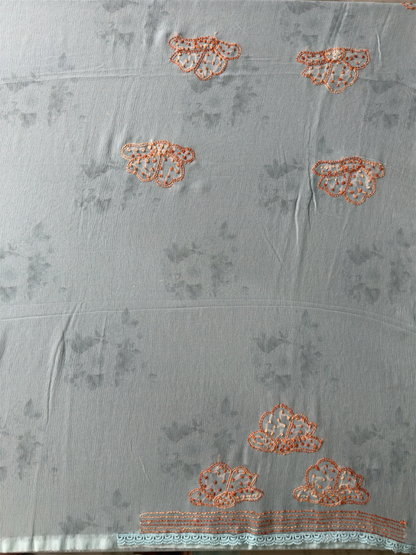 Pure chiifon saree digital print & katha knot work