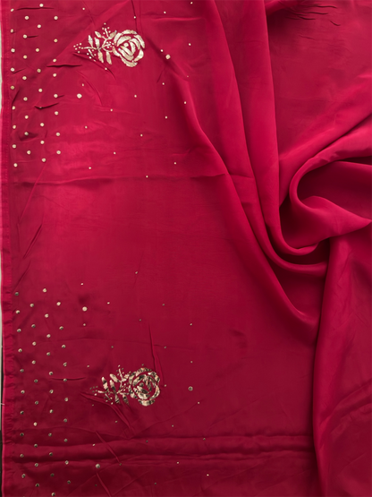 Pure Kora saree with handwork