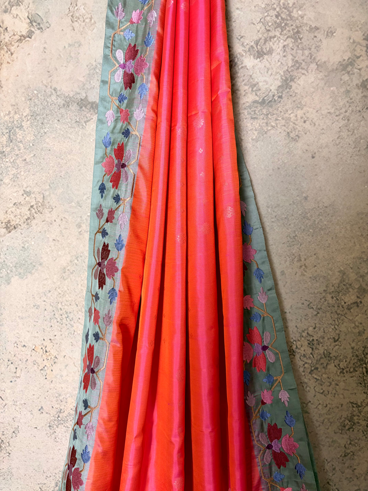 Pure Kanchipattu saree with fusion Embroidery