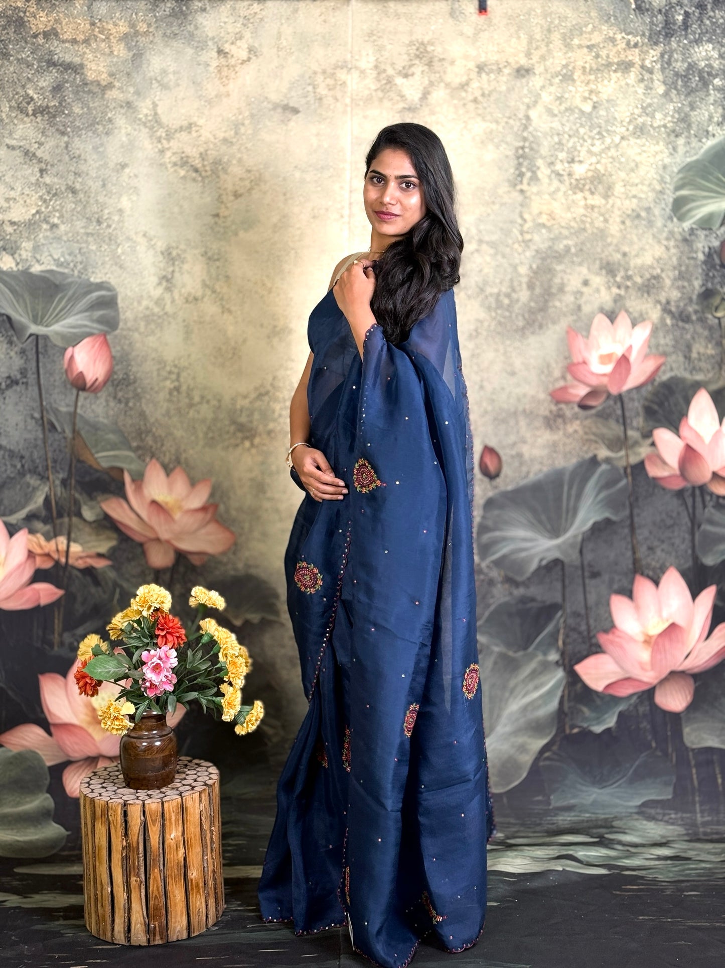 Pure kora silk with handwork