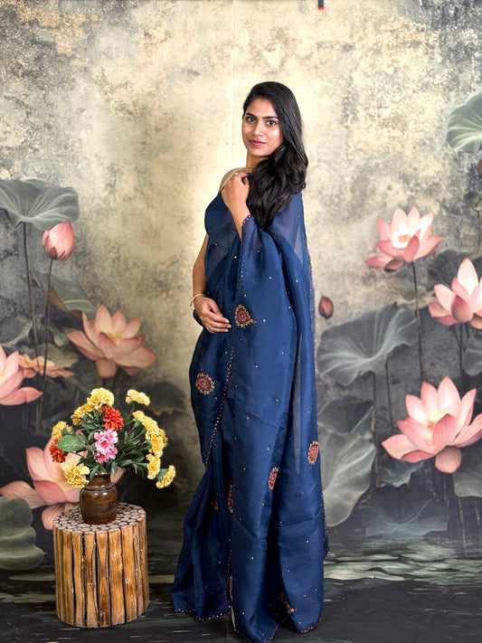 Pure kora silk with handwork