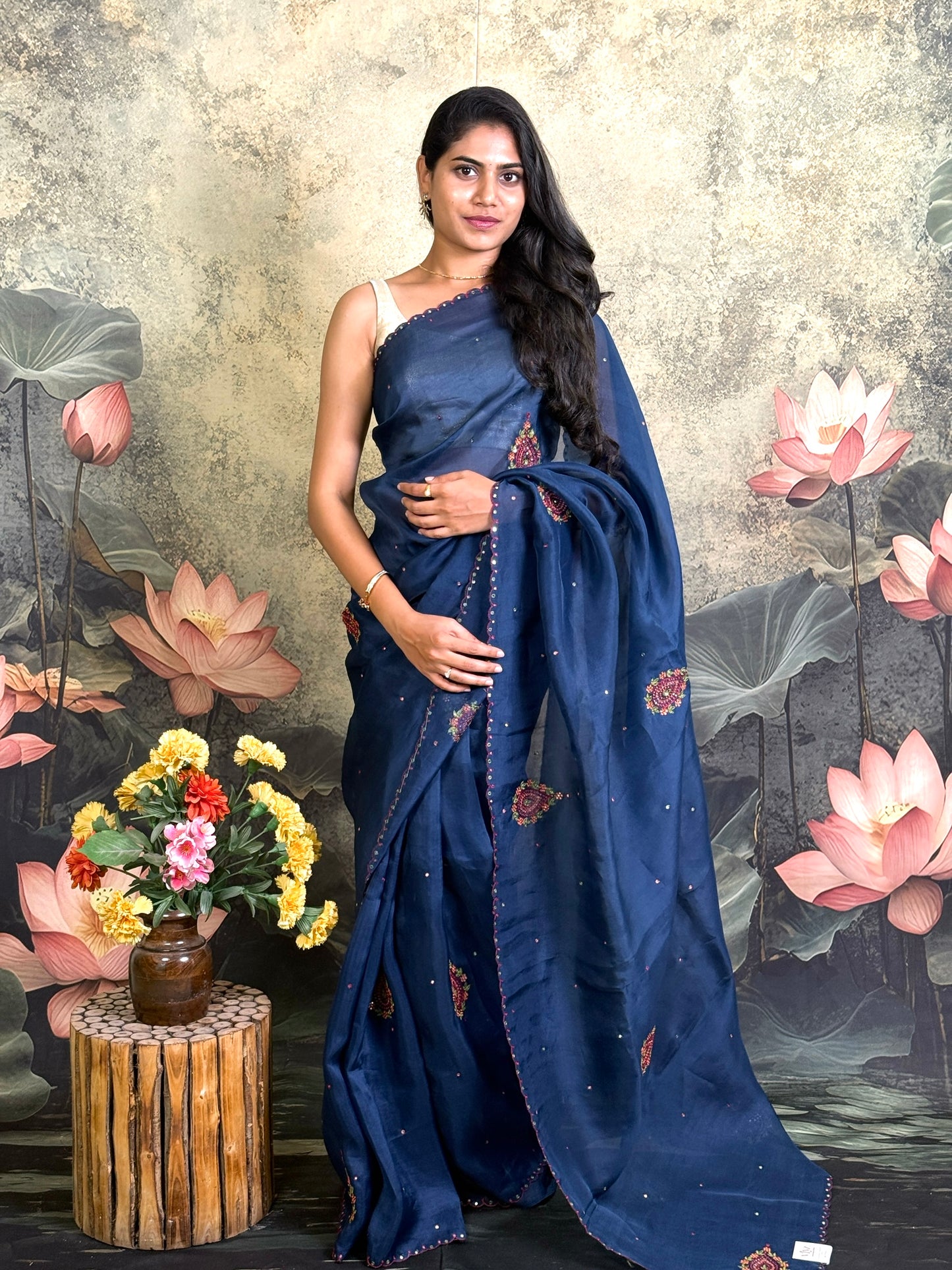 Pure kora silk with handwork