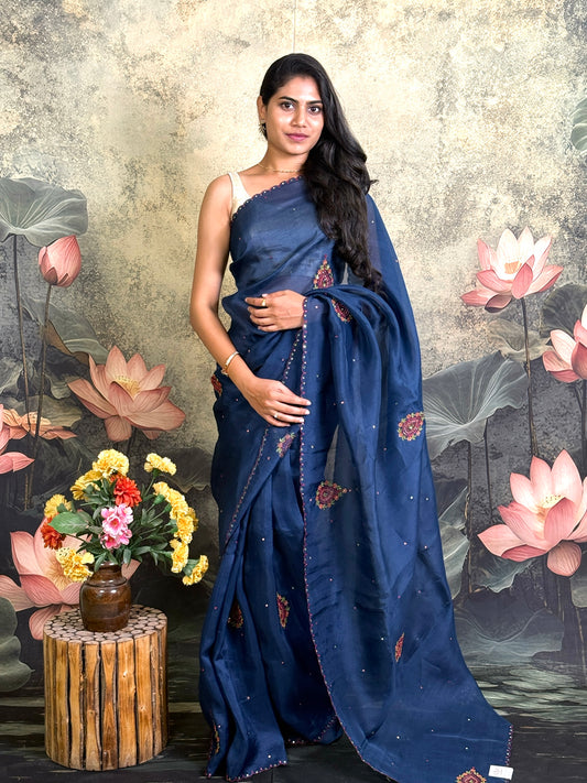 Pure kora silk with handwork