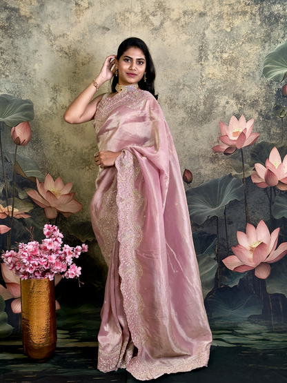 Pure kanjivaram tissue silk saree with zardosi work