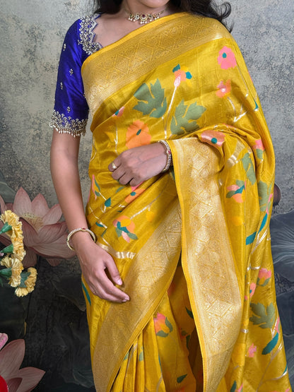 Pure banarasi saree with maggam blouse