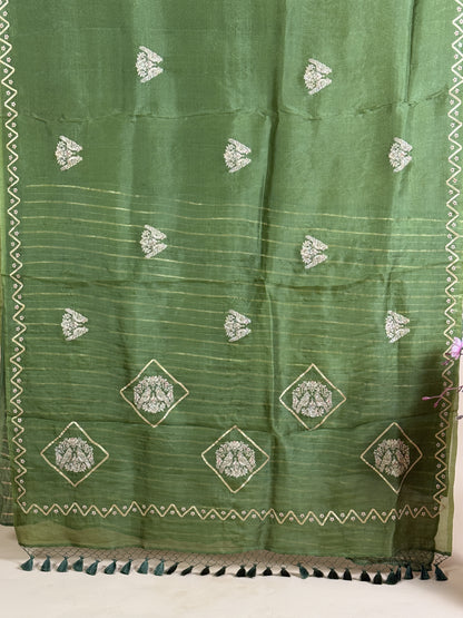 Pure Kora silk saree with zari embroidery