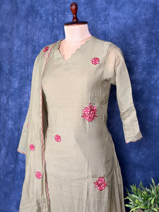Pure mulchendari with embroidery work