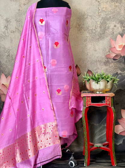 Pure Kora silk with meenakari & chiniya dupatta