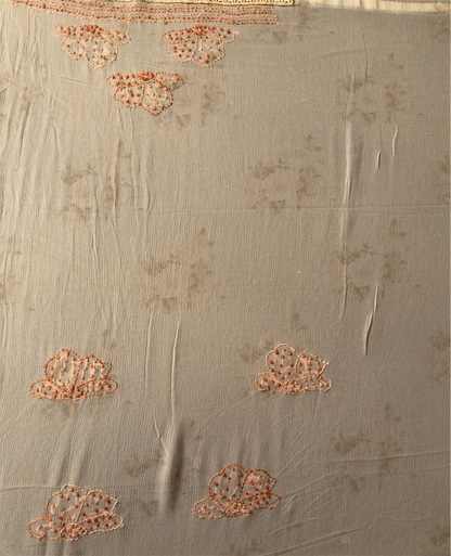 Pure chiifon saree digital print & katha knot work