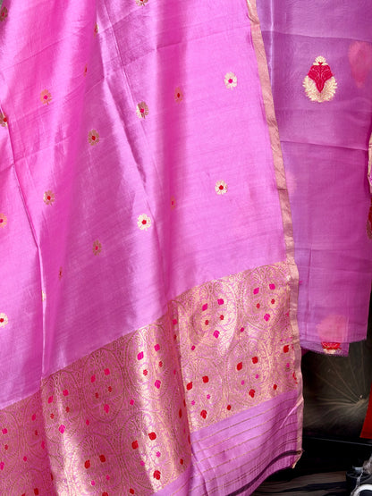 Pure Kora silk with meenakari & chiniya dupatta