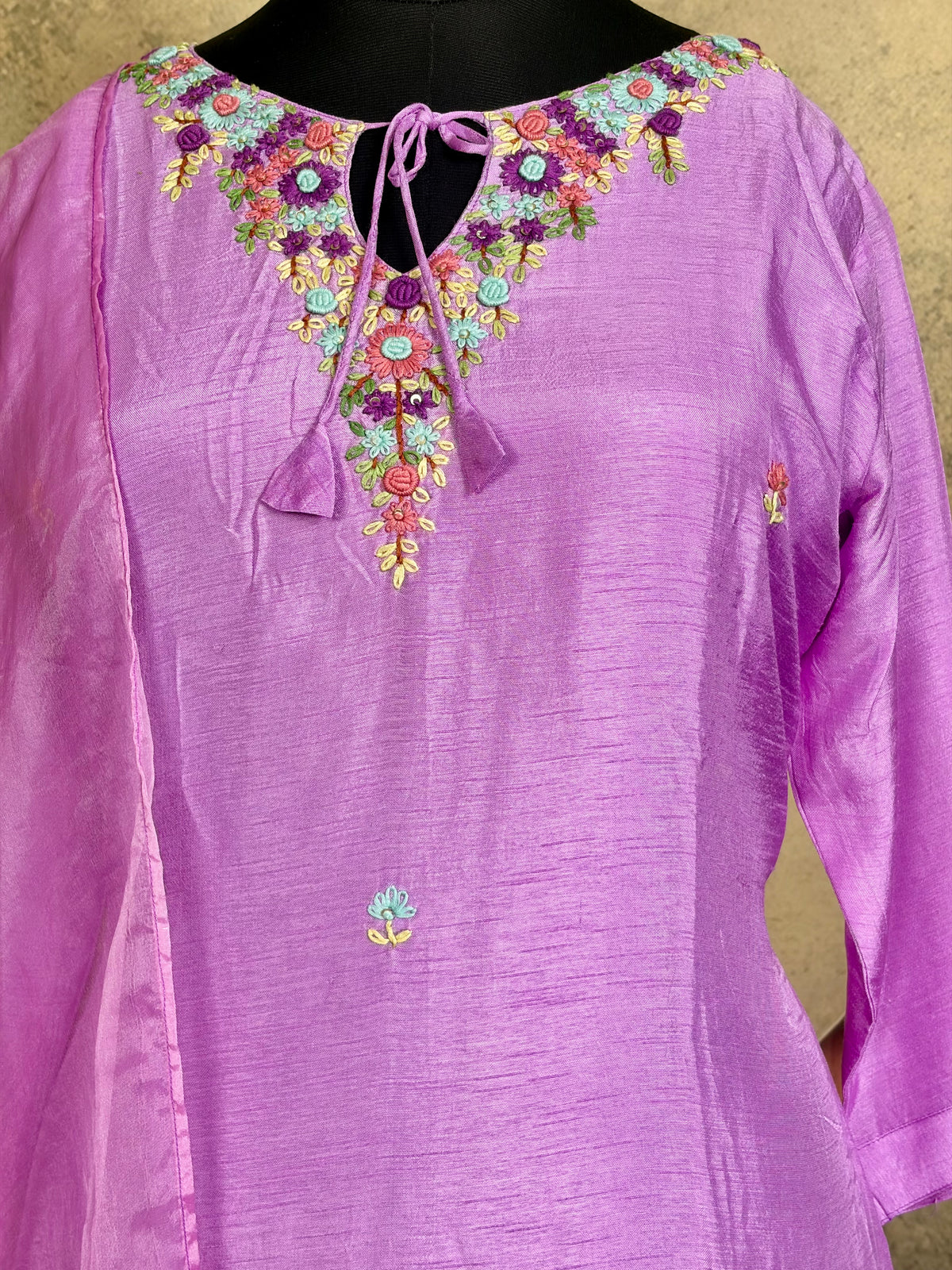 Pure Dola silk with knot work