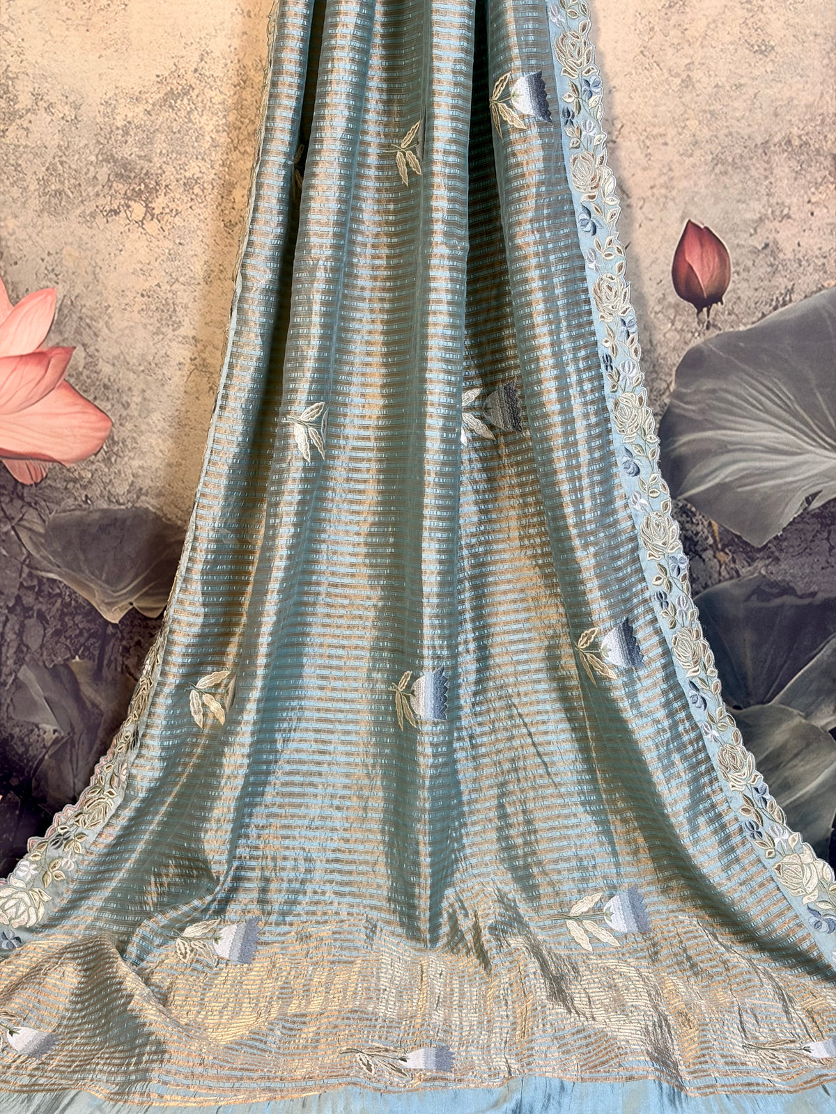 Pure Poona silk with leather work