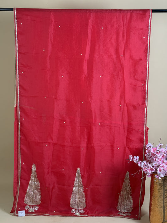 Pure Kora saree with handwork