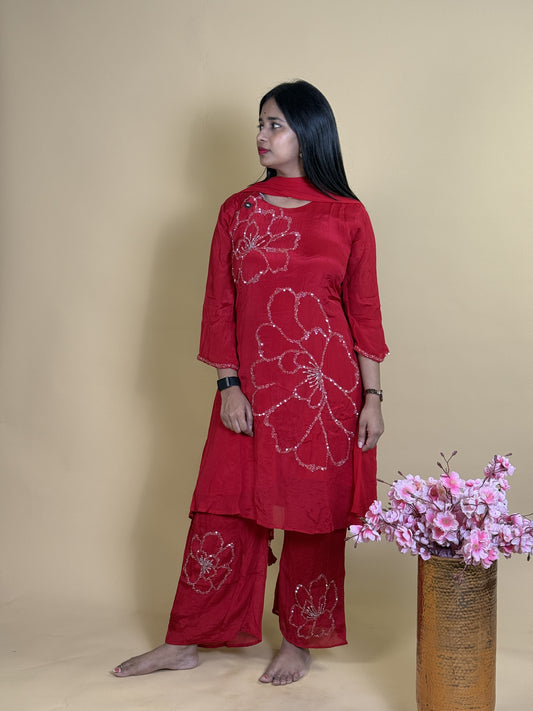 Pure georgette suit handwork