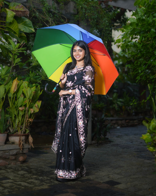 BLACK ORGANZA HANDWORK SAREE