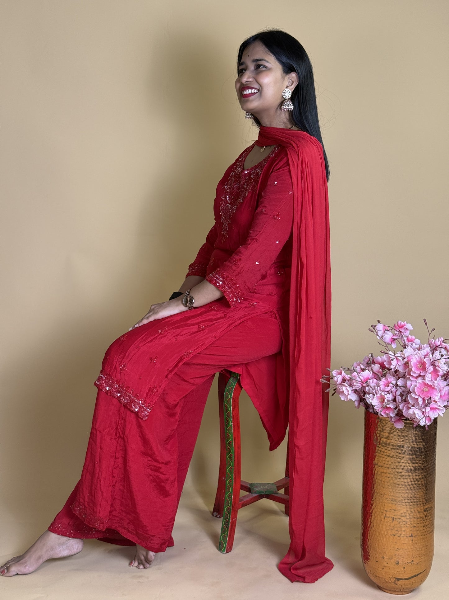 Pure georgette suit with handwork