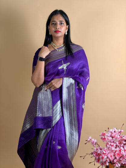 Pure Banarasi Kora with Banarasi applique