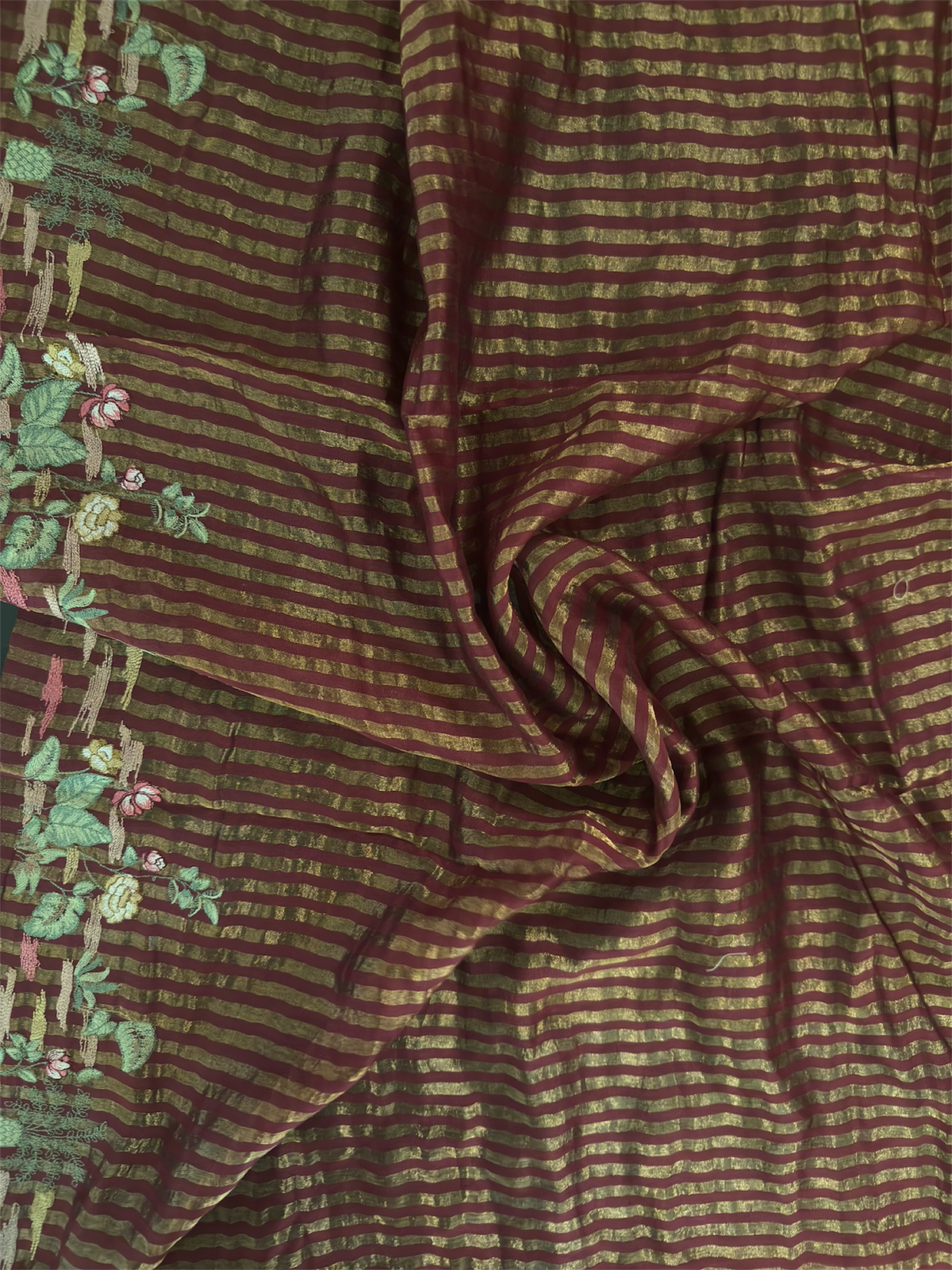 Pure mulchendari saree with fusion embroidery