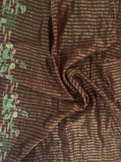 Pure mulchendari saree with fusion embroidery