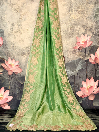 Pure tissue saree with Applique work