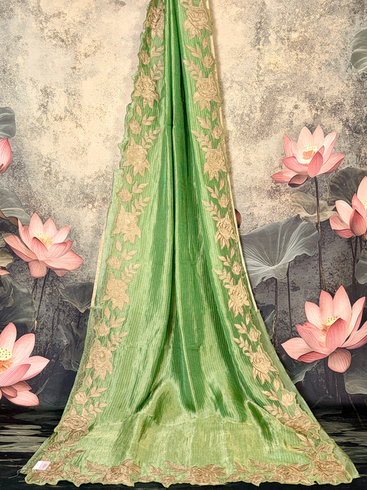 Pure tissue saree with Applique work